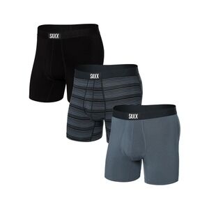 NEW $102 SAXX [ 3PC Large ] Ultra Super Soft (3 Pack) Black Grey Stripes #U1702